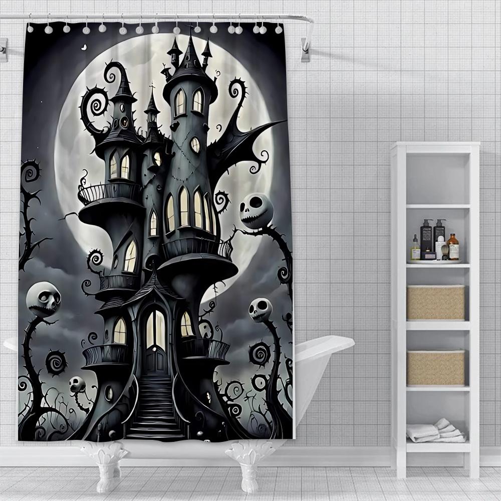 Dusche Jack Skellington Vorhang Wasserdicht Polyester Stoff Farbe Bunt Badezimmervorhänge Haus Badezimmer Dekor Vorhang Mit Haken