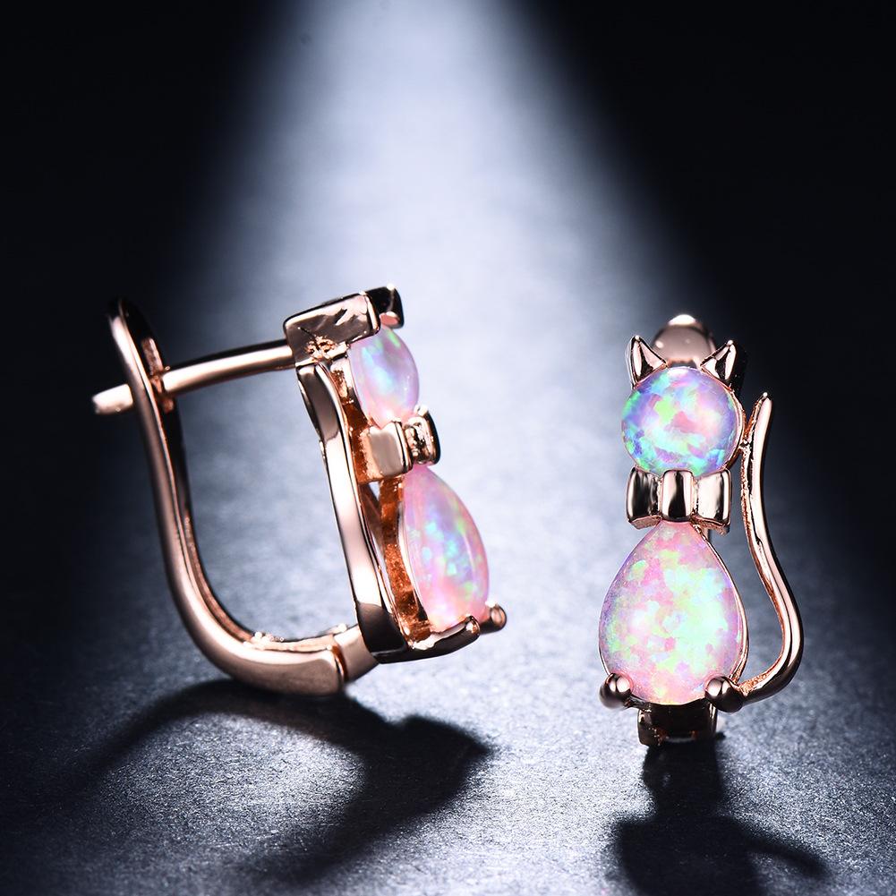 Japanese Korean Mini Creative Earrings Blue Cat Ear Buckle Small Cartoon Fashion