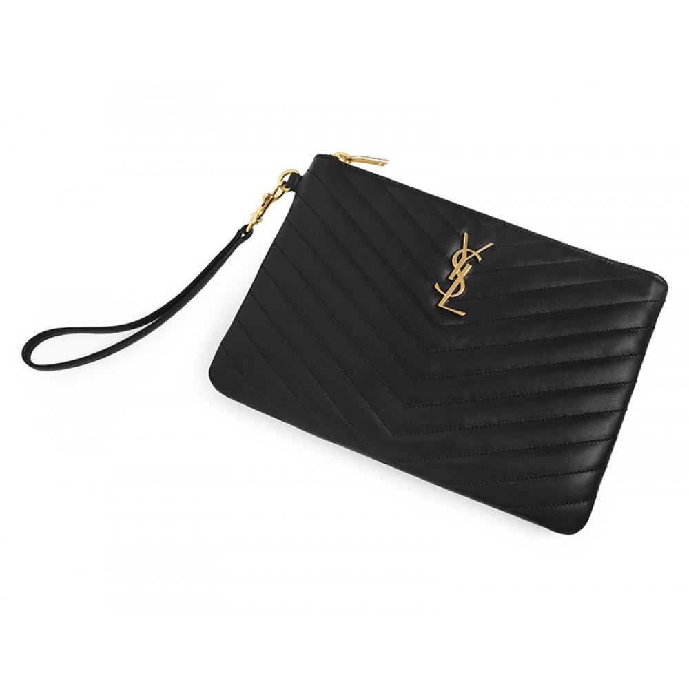 Saint Laurent 379039 Cwu01 1000 Cassandra Monogram Matelass  Gold Small Clutch Bag