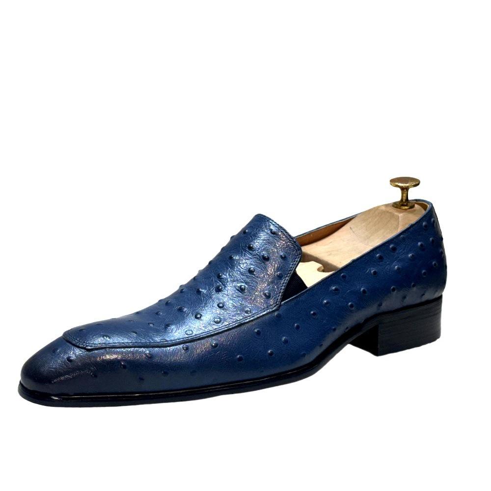 Leather Shoes Trendy New Ostrich Pattern One-Pedal Loafers Business Leisure Light Luxury Cowhide Leather Beanie Shoes