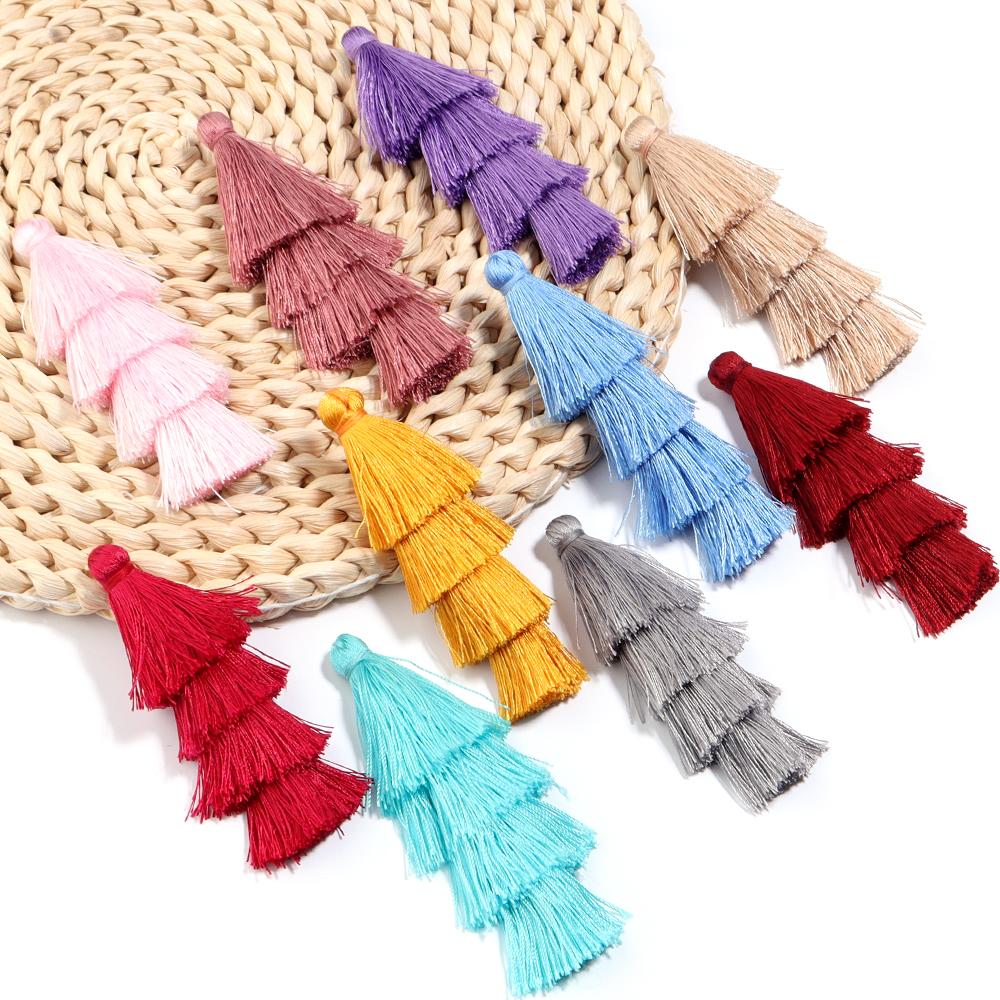 4pcs/lot Gradient Tassel Pendants Four Layers Polyester Tassel Pendants For Jewelry Making DIY Earrings Charms Accessories