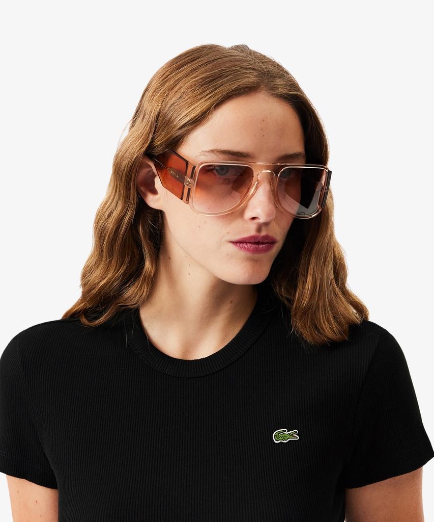 LACOSTE Women'S Slim Fit Rib Knit Short Sleeve T-Shirt Tf5538-56G 031