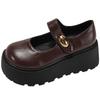 Retro braune britische Stil Plateau erhöhende kleine Lederschuhe Damen 2025 neu Herbst Rock Mary Jane Einzelschuhe