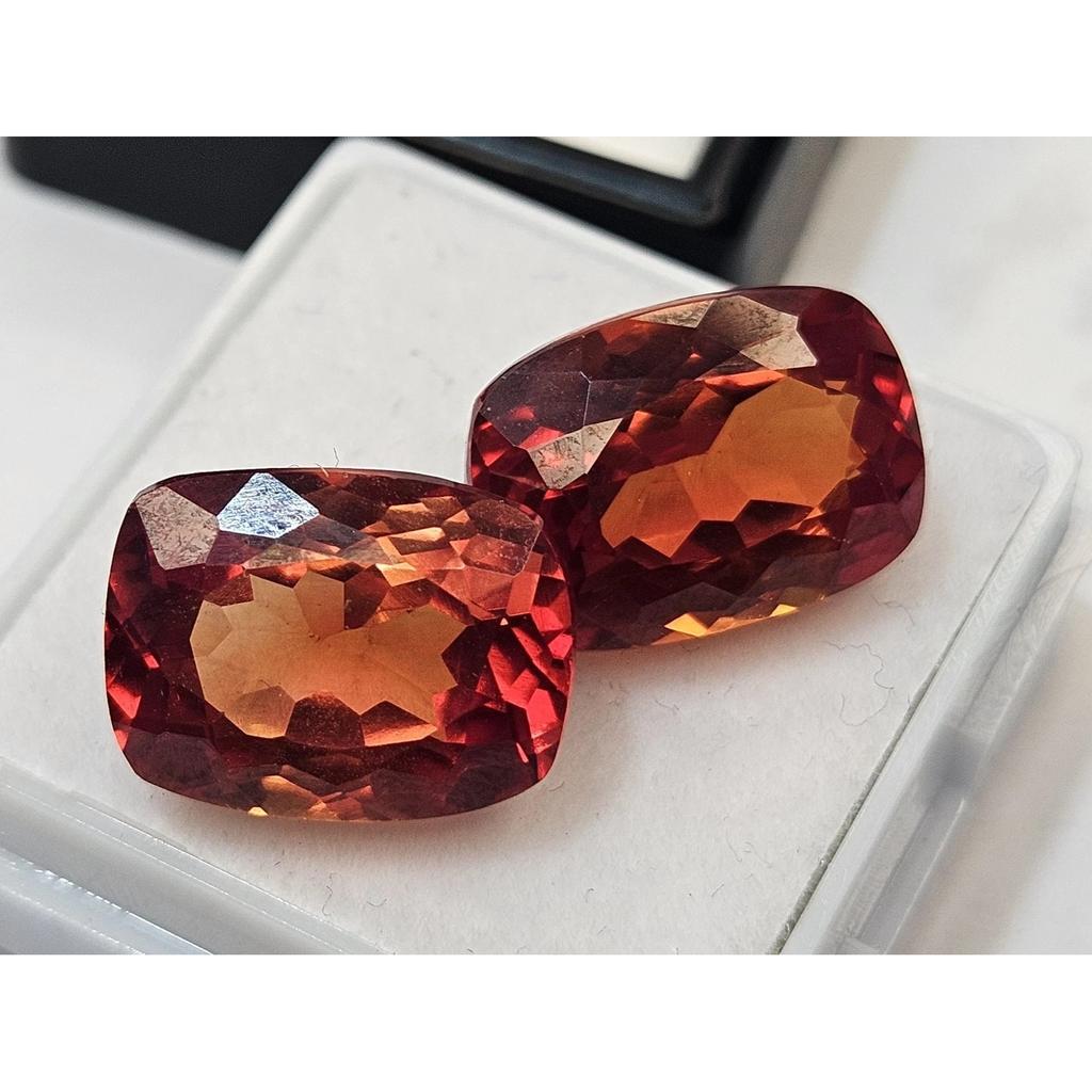 Natural Padparadscha Sapphire For Earring Making Cushion Cut 20 Ct Pair
