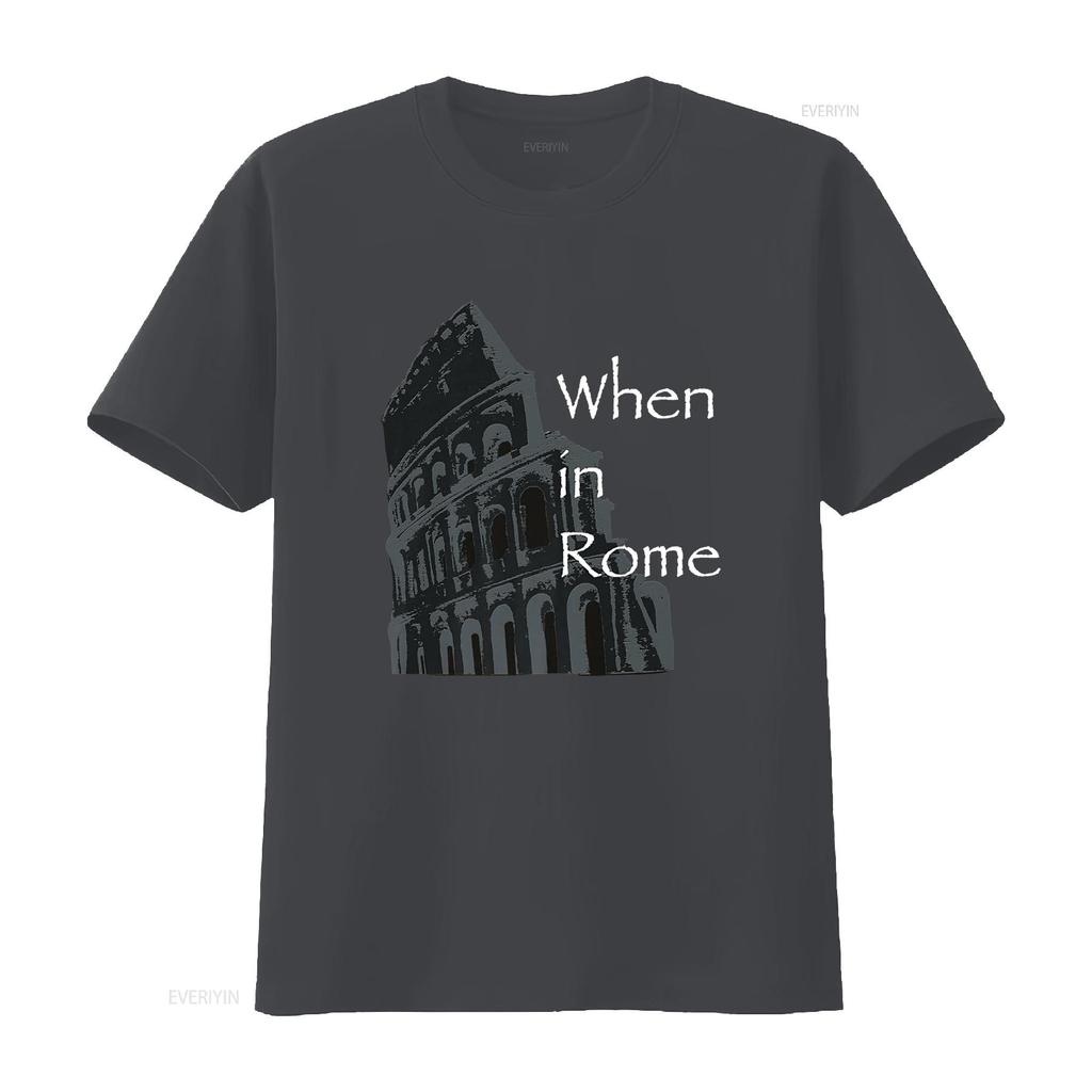 When In Rome Colosseum T Shirt Vintage Washed Unisex Stretched Versatile Breathable Comfortable Casual Homme Graphic
