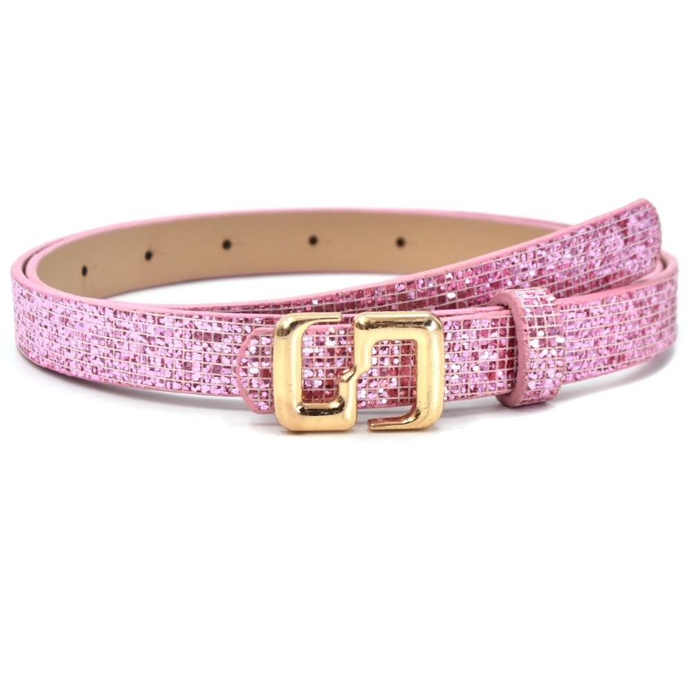 Bling Bling Sparkling Rhinestone Belt Versatile Luxury Brand Design S-shaped Buckle Belt Glitter Vintage PU Leather Belt
