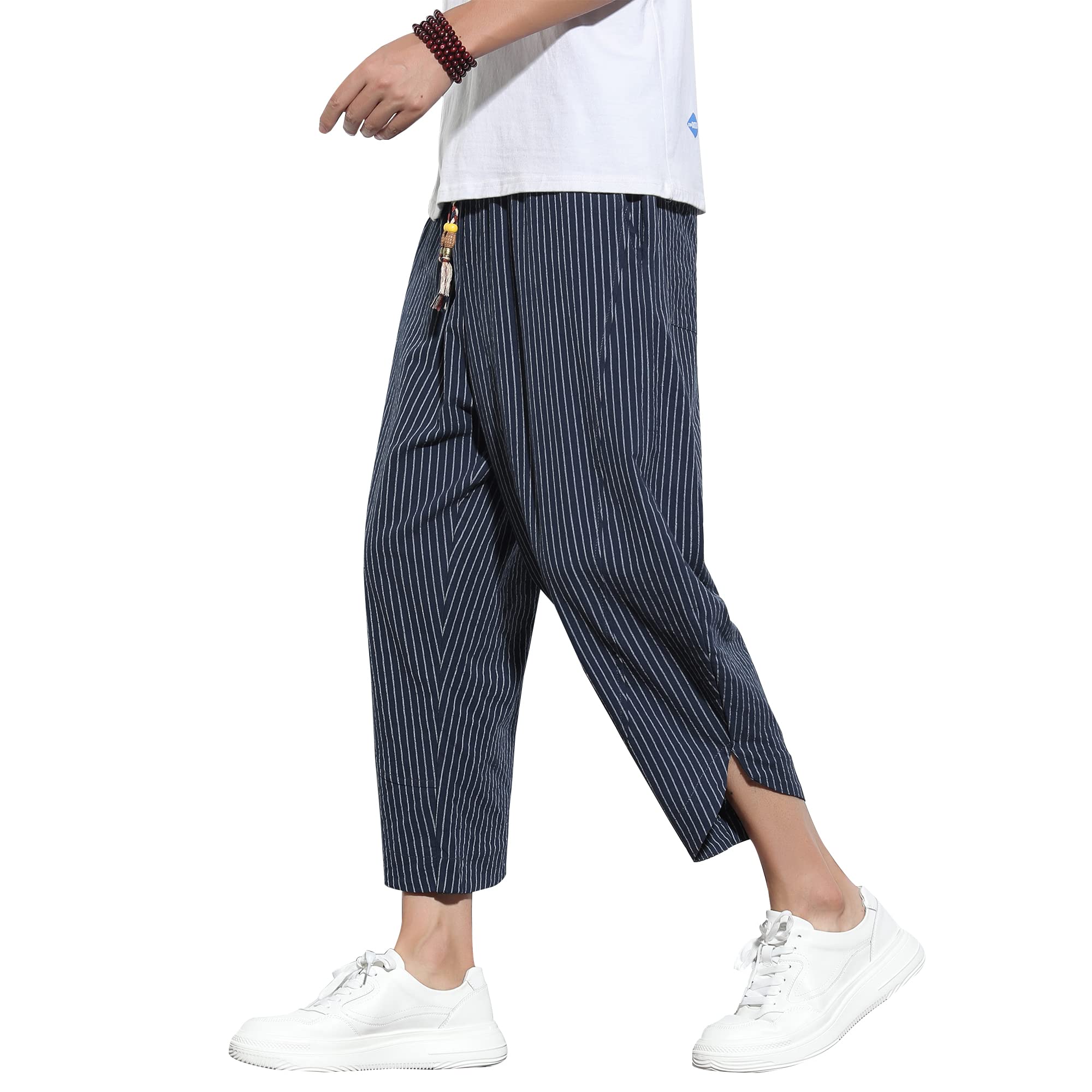 

HMT Шаровары Широкие Штаны Аладдина Мужские Штаны, Штаны, Лето, Длина 3/4, В полоску, Зауженные,