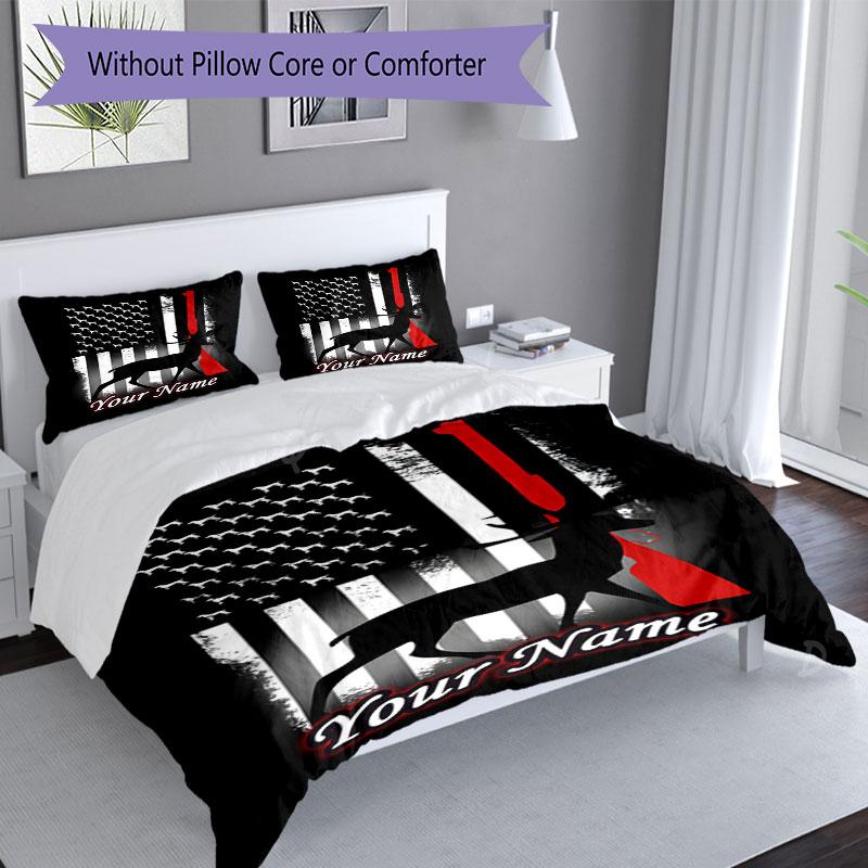 3PC Custom Name Deer Flag Bedding Set Duvet Cover Closure Includes 1 Duvet Cover & 2 Pillowcases for Bedroom