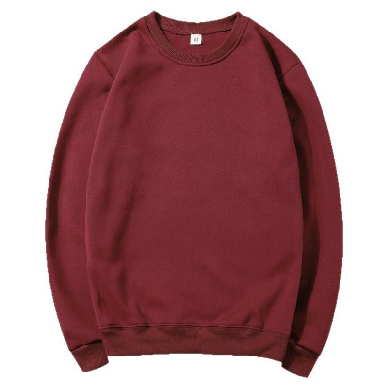 Unisex Fleece Sweatshirt Casual Sports Pullover Solid Color Long Sleeve Top Men Women