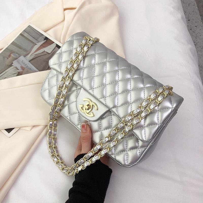 Sexy ladies trend market Tas dames nieuwe mode damestas diamant ketting tas veelzijdige dames schouder crossbody tas zilver