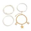Beach Vacation Metal Starfish Pendant Anklet, Minimalist Multi-Layer Pearl Beaded Foot Jewelry For Women