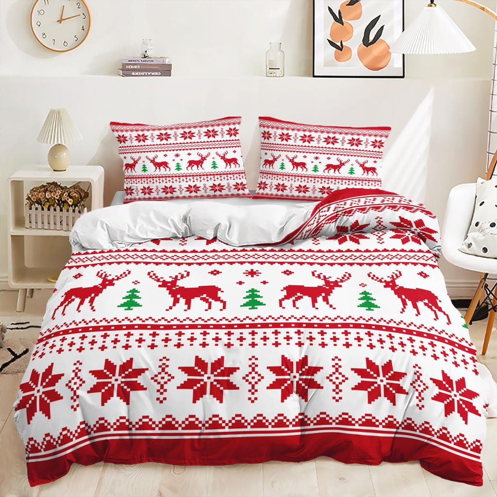 Bed Three-Piece Christmas Quilt Cover 3D Digital Printing Kit Pillowcase
