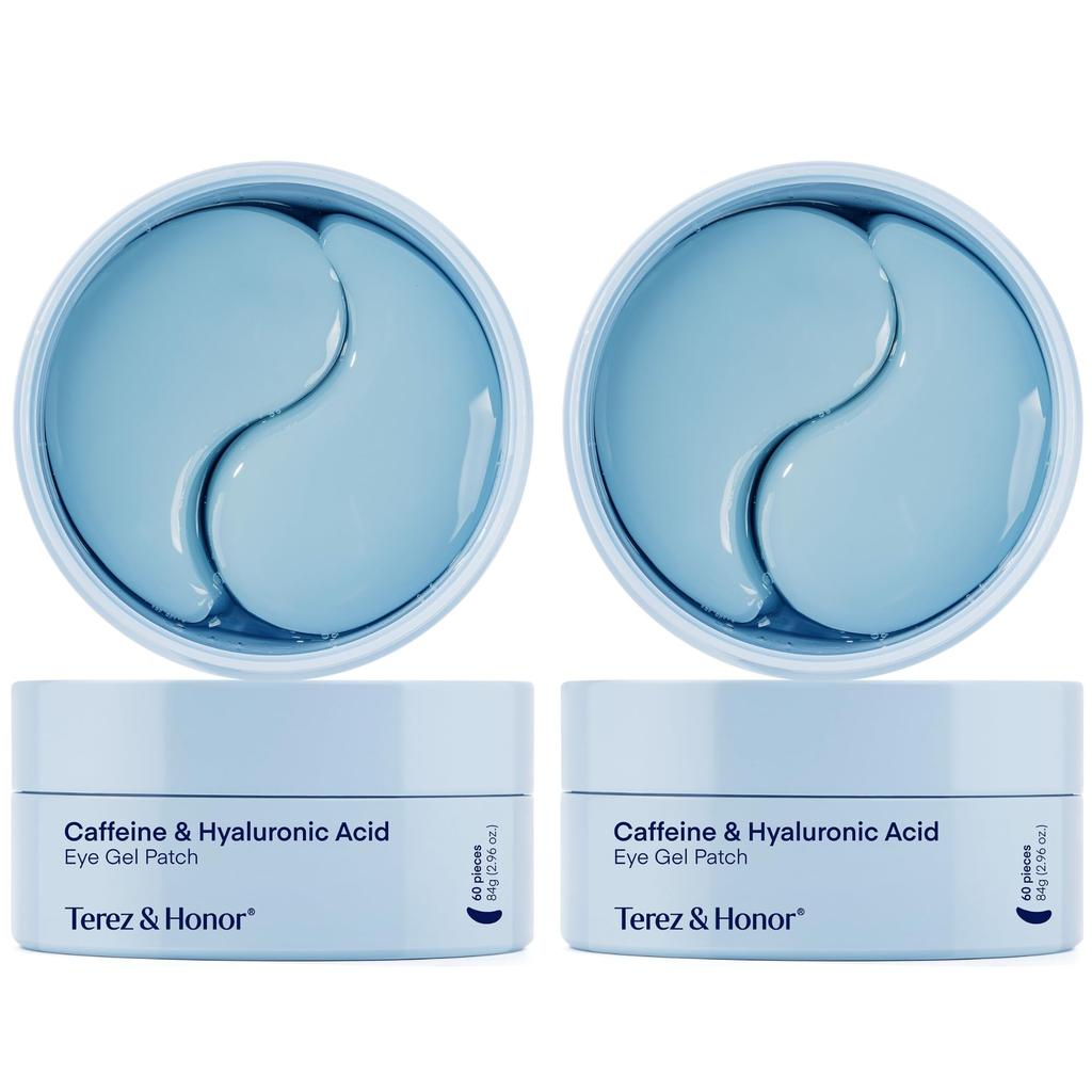 Terez Honor Caffeine Hyaluronic Acid Eye Gel Hyaluronic Acid Eye Care Eye Korean 60 Sheets 2 & 60-Piece Patch, Pack, Cosmetics, (30 Pairs) (Blue,