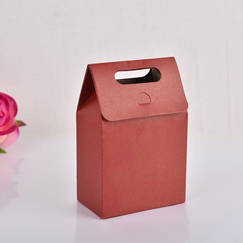 5pcs Red Blue Large Open Window Cowhide Carton Bag Kraft Handle Flap Seal Gift Box Portable Food Gift Small Color Packing Box