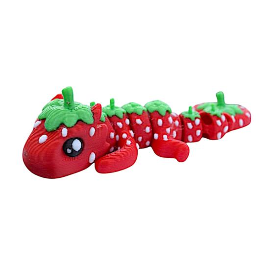 3D Printed Strawberry Dragon Flexible Articulated Dragon Model with Movable Joint Desktop