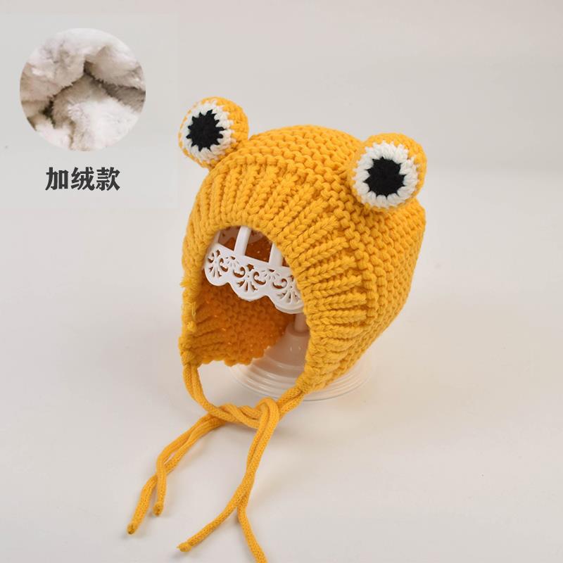 Baby Hat Autumn and Winter Infant Woolen Hat Frog Baby Hat Cute Super Cute Plus Velvet Warm Knitted Hat
