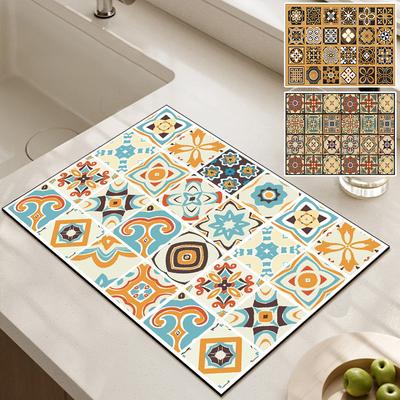 Tapete de decoração de almofada de drenagem para secar pratos Tapete para cozinha Tapete absorvente para pratos Tapete absorvente para secar pratos Suprimentos para carpetes de cozinha