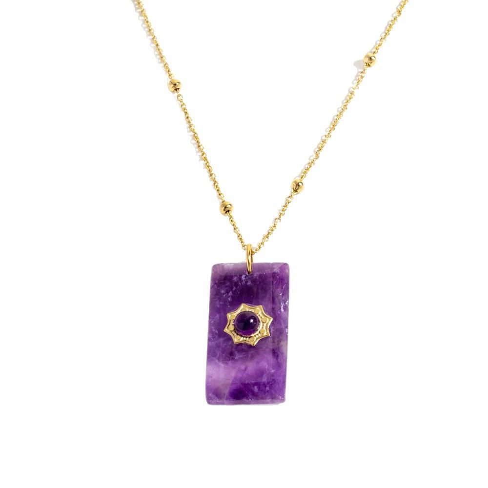 Pendant Square Neck Chain Vintage Sweater Chain Korean Chic Sun Stone Necklace  Women
