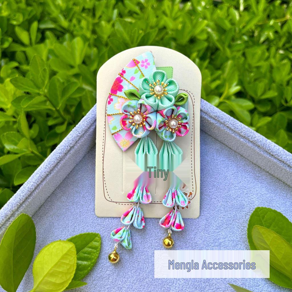 Fermagli Giapponesi Wafuku per Bambini con Nappe a Ventaglio per Kimono & Yukata