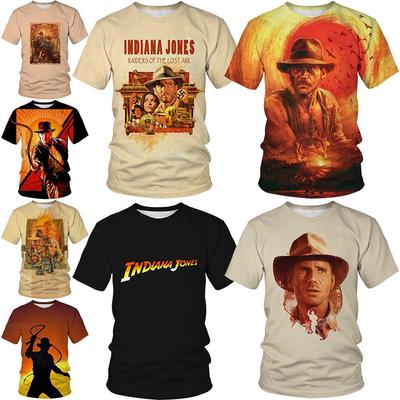 Classic Film 3D Print Indiana Jones Themed Sports Quick Dry Breathable Men's T-Shirt Outdoor Retro Casual Fashion Short Sleeve Top