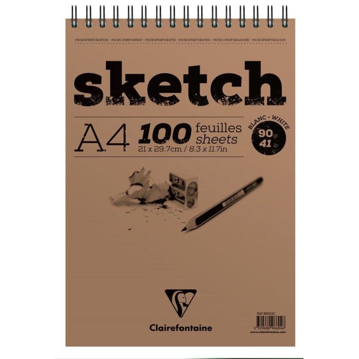 Bloc Sketch - CLAIREFONTAINE - 21x29,7 cm - 90 grammes - 100 feuilles - Blanc