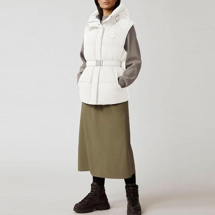Canada Goose Solid Color Windproof Warm Soft Zipper Stand Collar Sleeveless Puffer Vest With Duck Down Filling Women Vest White 8813W-433