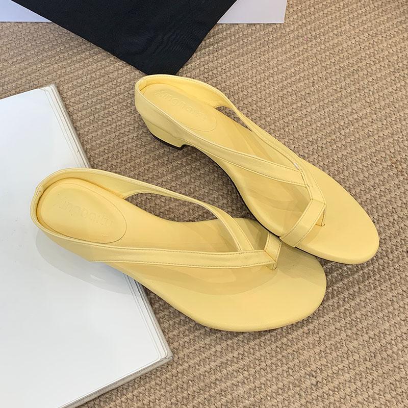 Mode Luxus Schuhe Niedriger Absatz Damen Hausschuhe Zehensandalen Schuhe Mode Runde Zehenpartie Damen Absatz-Hausschuhe Schuhe Damen Pantoletten Sandalen