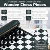 Roll Up Chess Set - 11' Foldable Leather Chess Mat with Wooden Pieces - Portable Travel Chess Game - Green