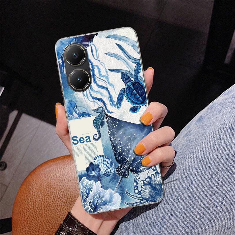 Ocean Starfish Sea Turtle Shark Phnoe Case for Xiaomi Poco X5 X6 X7 Pro X4 Gt F7 Ultra M8 M7 Redmi 15C 15 13C 13 12C 12 Unique C