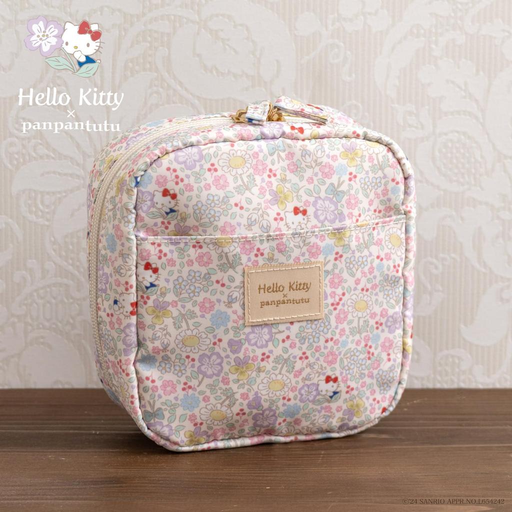Panpanchuchu Square Makeup Pouch Sanrio Makeup Travel Cosmetic Small Item Holder for Stands Up (Hello Kitty) Pouch, Pouch, Pouch, Women,