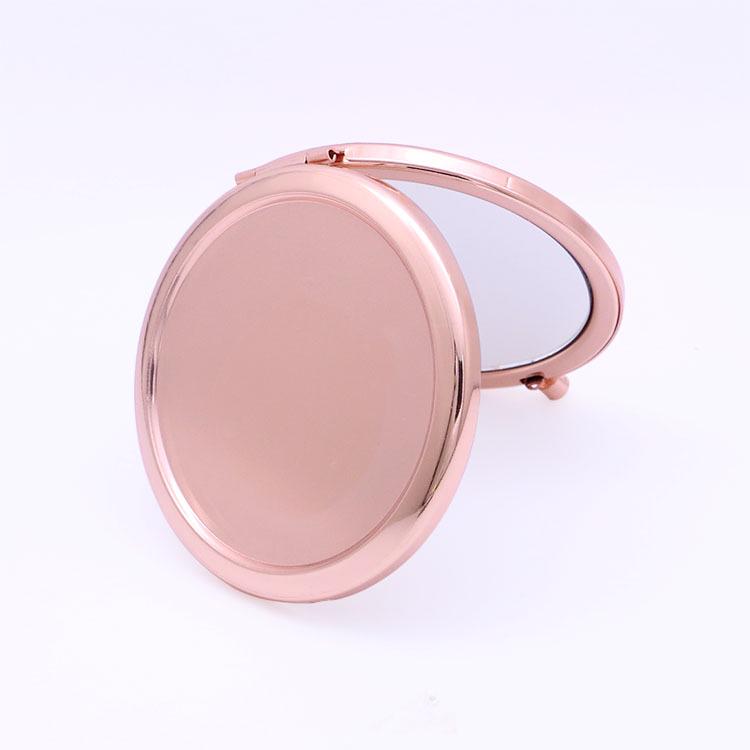 Round Metal Base Double-Sided Folding Makeup Mirror - Portable HD Handheld Dorm Mirror