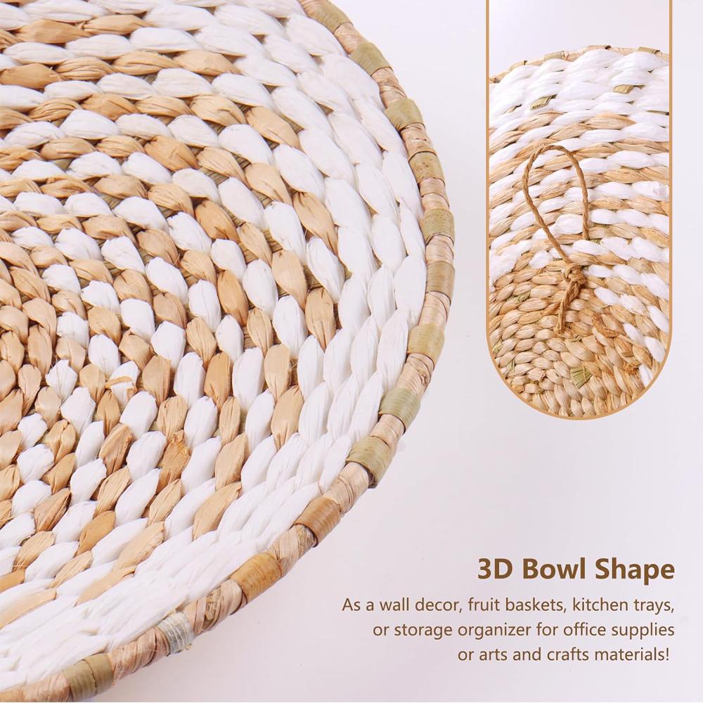 9 Pack Boho Wall Basket Set hanging Woven Wall Basket Decor, Seagrass Rattan Wicker Boho Wall Decor, Eco-Friendly Round Wall Art