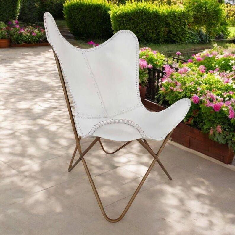 Luxurious Butterfly Leather Chair | Rustic Vintage Leather Lounge Chair | Perfect for Modern or Bohemian Spaces