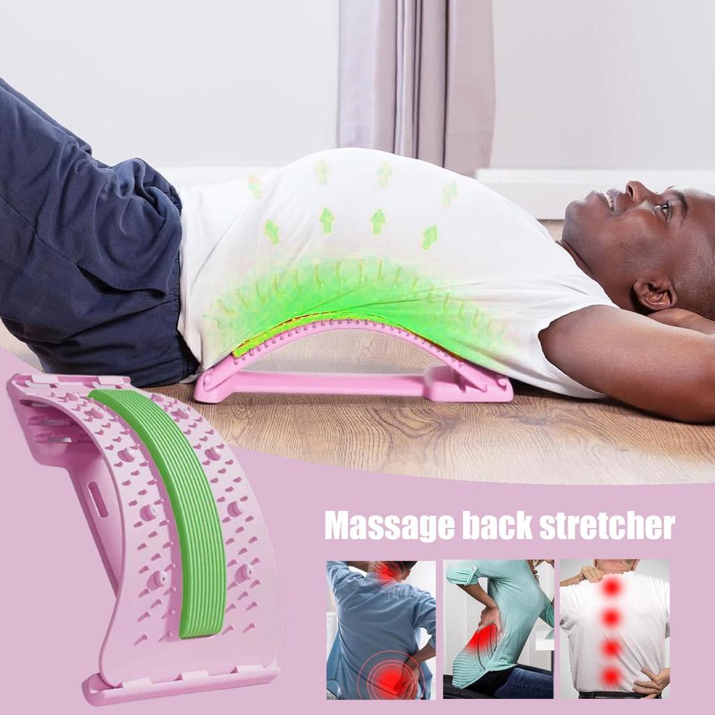 Rückenstrecker 3-stufig verstellbar Unterer Rückenmassagegerät Verstellbares rutschfestes Lendenmassagegerät zur Körperregeneration Muskelentspannung Yoga