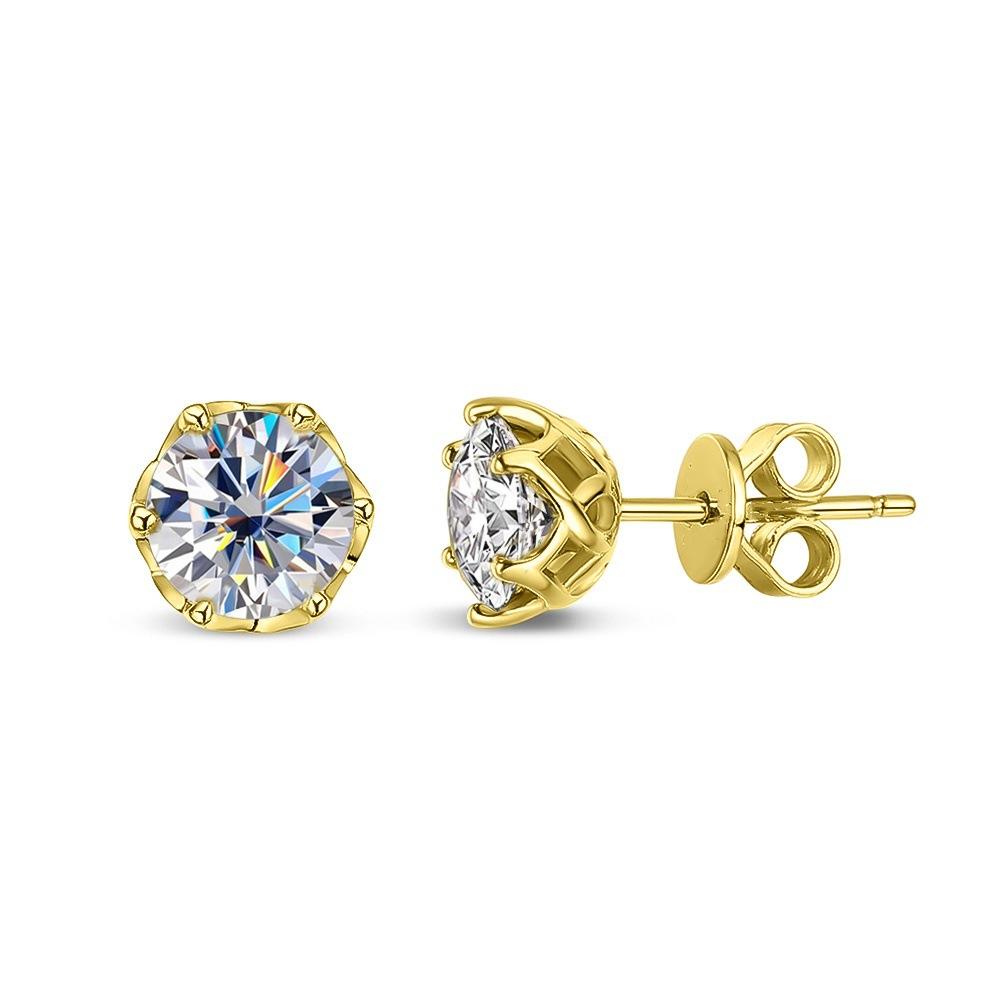 Classic Six Prong Moissanite Stud Earrings Delicate Scalloped Edge Elegant Temperament Versatile Fashion Jewelry For Women