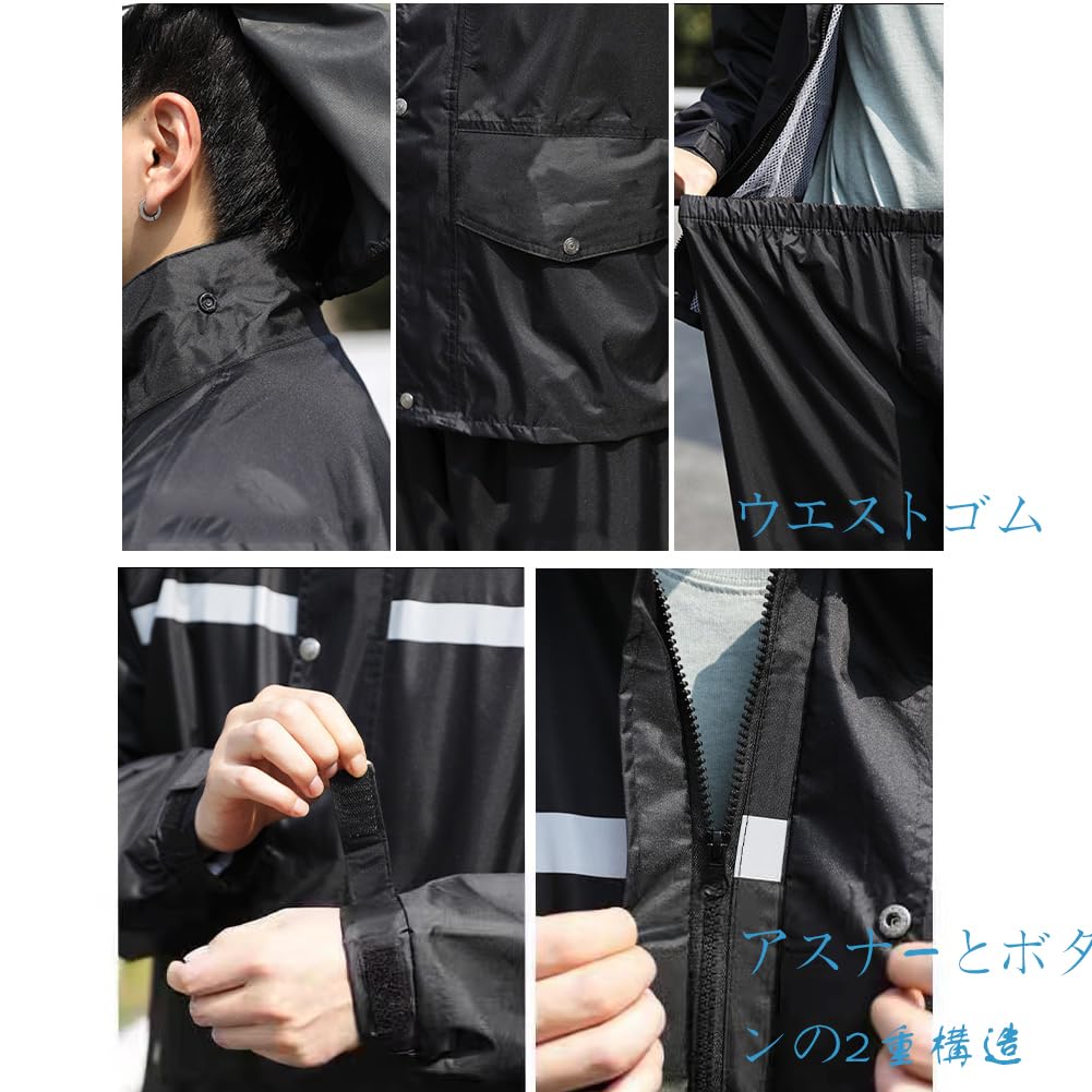 Waterproof Rain Suit Cycling and Motorcycle Rain Rain Gear for Outdoor and and Available in Plus Sizes Men's Raincoat, Jacket, Activities, School,
