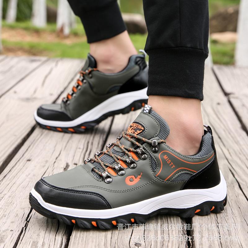 Spring and autumn large size outdoor hiking shoes men's travel shoes running shoes front lace-up color matching hiking shoes men's breathable