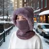 Twist Striped Knitted Hat, Bib, One-piece Plus Velvet Kit, Warm Ears, Neck Protection, Cold Wave Protection
