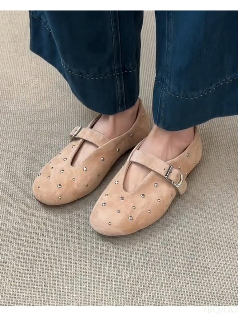 Women's suede fashionable spring autumn new style shallow mouth small single shoe round toe comfortable versatile single shoes