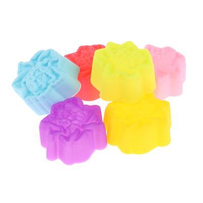 6Pcs 5Cm Peony Flower Pudding Mold Muffin Cake Silicone Molds Accessories