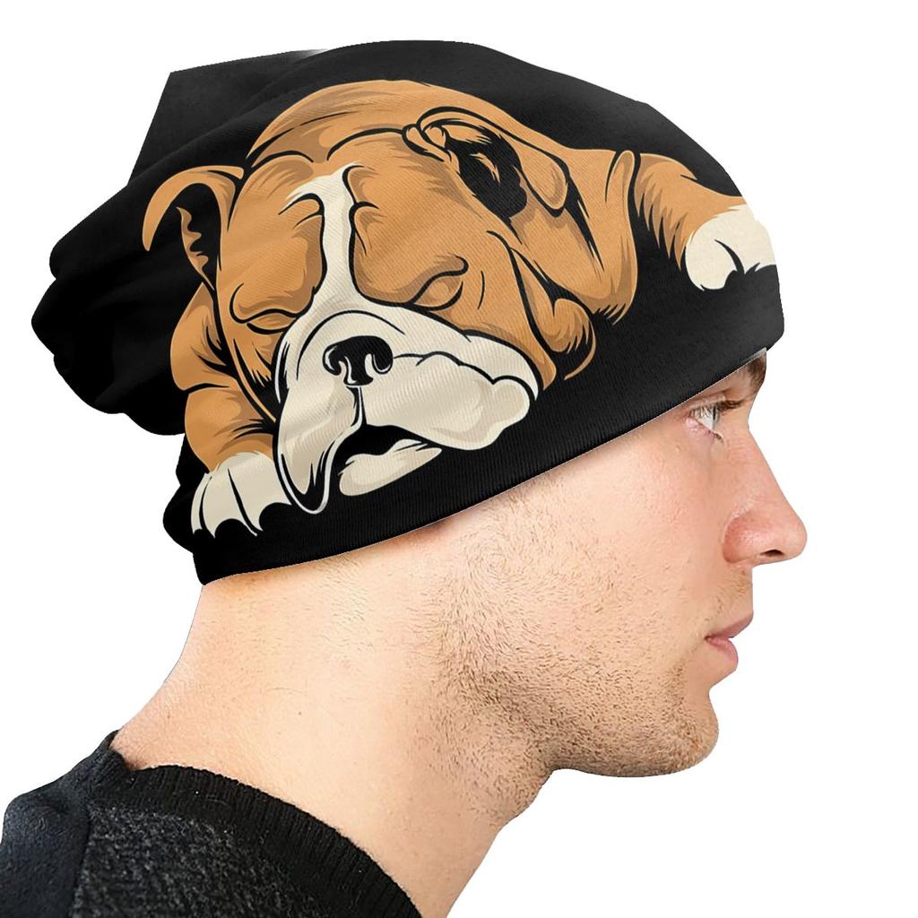 English Bulldog Washed Warm Bonnet Windproof Casual Beanies Protection Unisex Women Hats