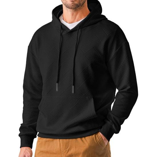 Herbst Frühling Herren Hoodie mit großer Tasche Kordelzug lange Ärmel dicker Pullover