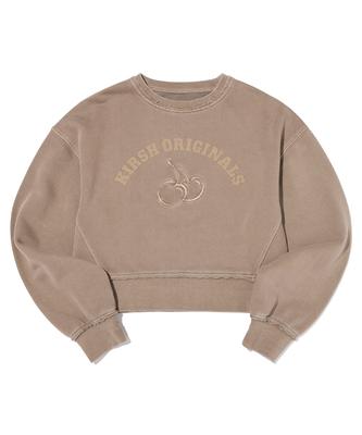 KIRSH Pigment Dyed Arch Cherry Crop Sweatshirt [Brown]