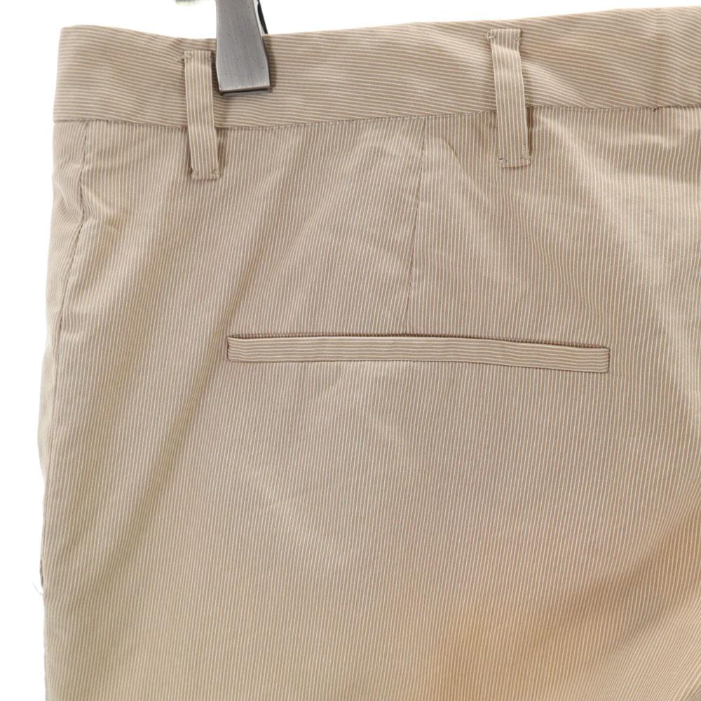 Prada Made In Italy Striped Pattern Cropped Pants 42S Beige Women Used