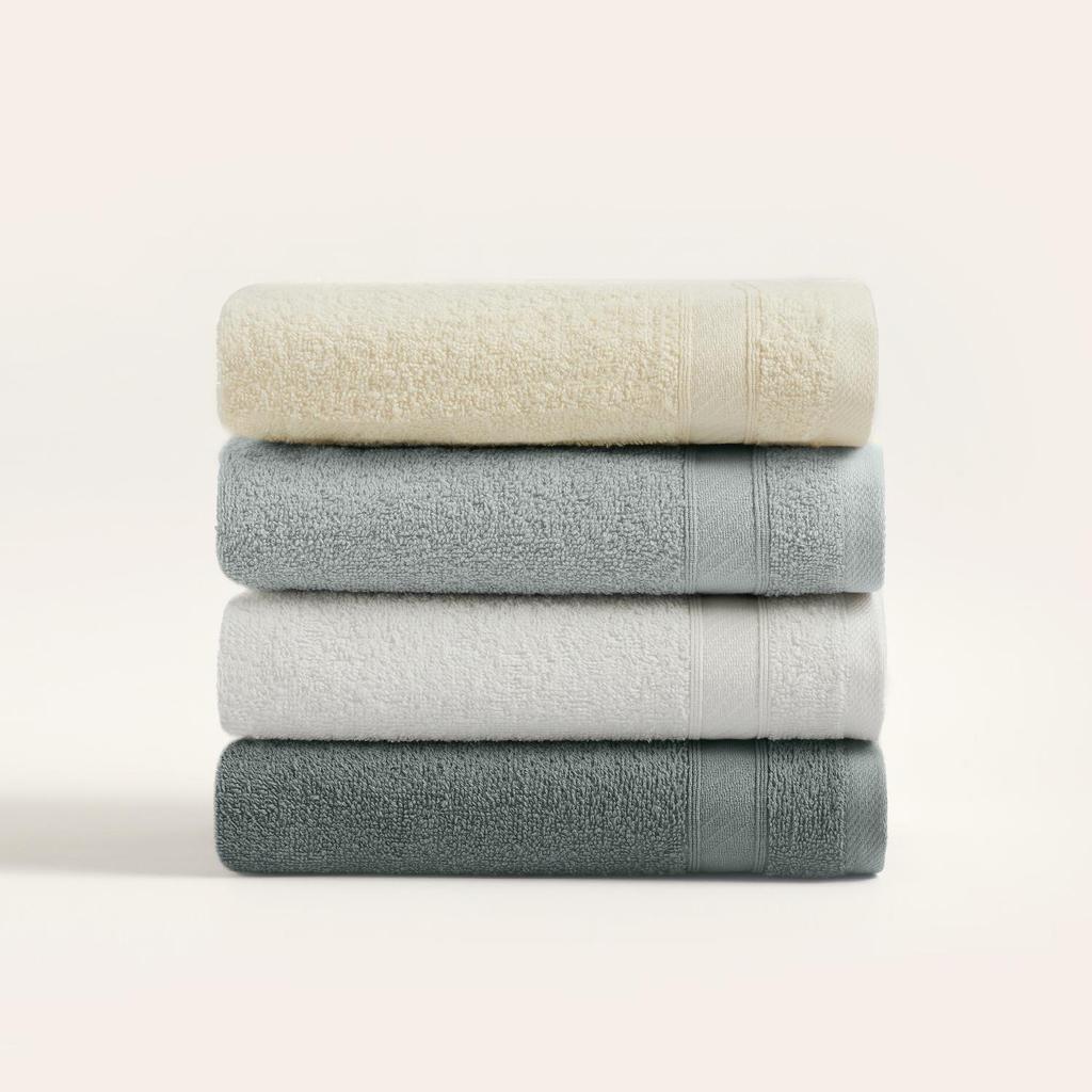 Likya Border 4 Pieces Face Towel Set, Cotton Face Hand Towels, Soft Cotton Face Towels, Soft Hand Towel, Cotton Hand Towel, Bath Towel Set