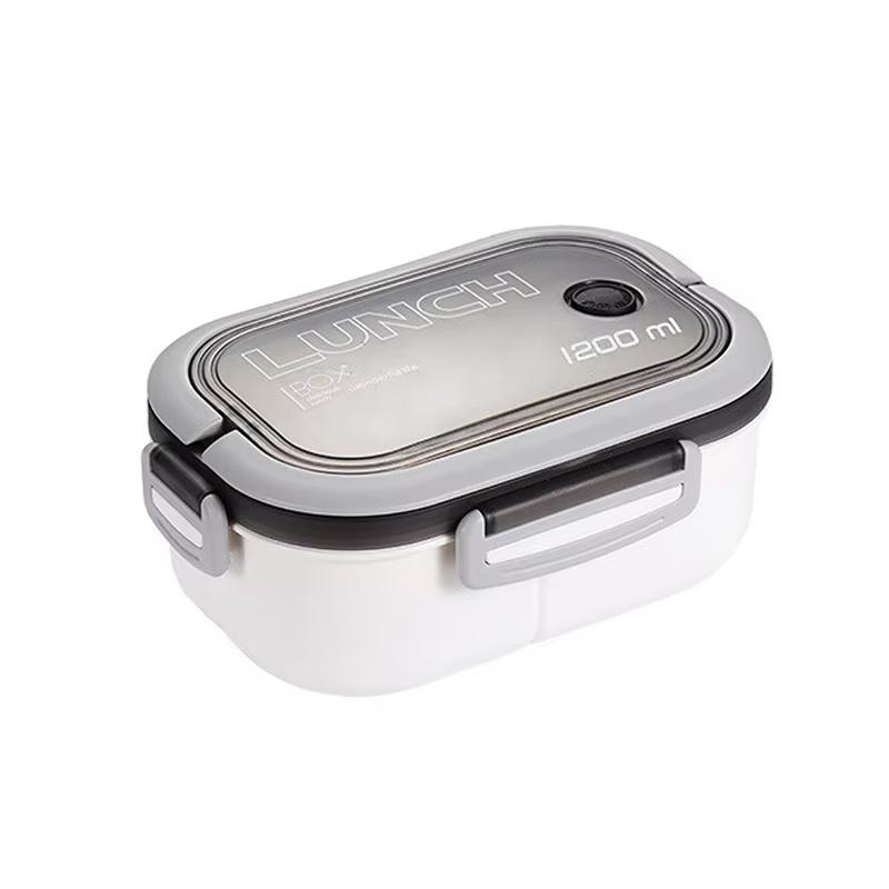 1 шт. Двухслойная коробка для бенто с разделителями, безопасная для микроволновой печи, портативная и ручная коробка для обеда для студентов, кухни, офиса, подарка 5 &1200ml &2 белый