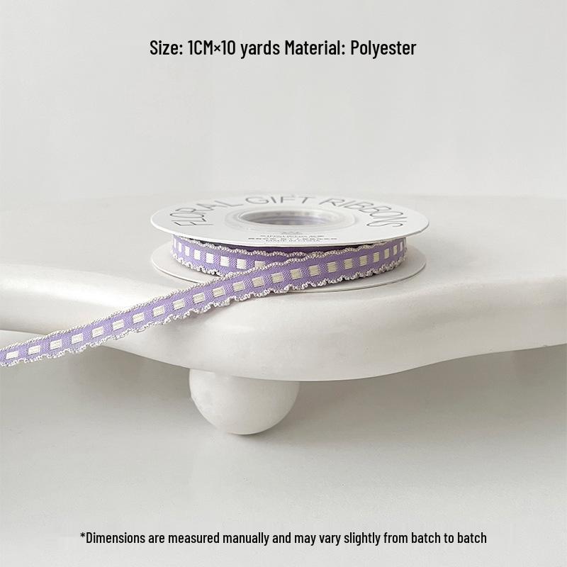 Blue Iris 3D Embroidered Flower Satin Ribbon for Bouquet Wrapping and Floral Art Supplies