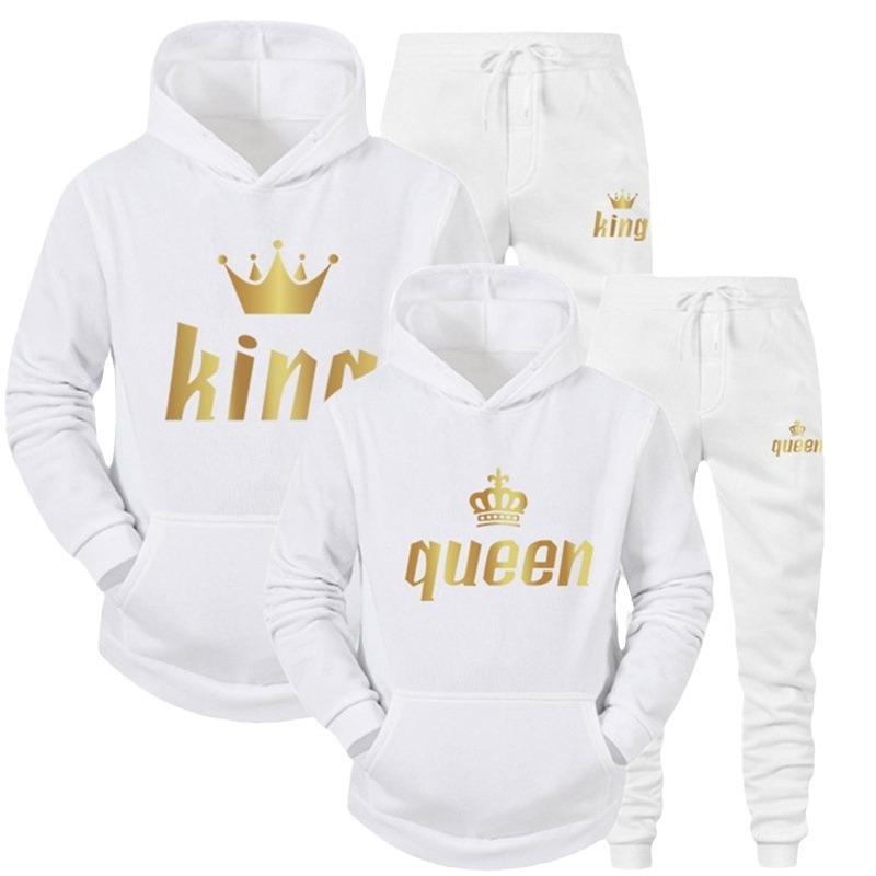 European & American Autumn Trendy Unisex Hooded Sweatshirt & Jogger Set - Casual Two-Piece Sportswear for Couples