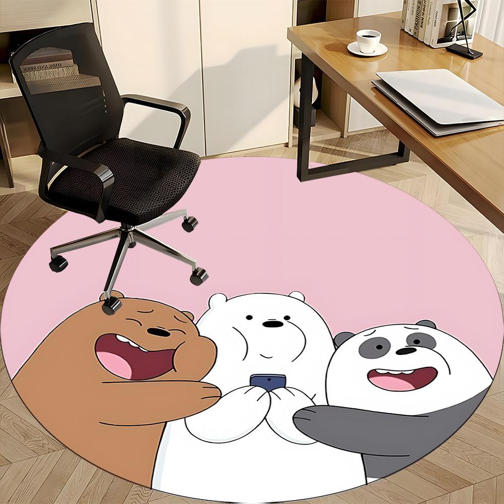 1pc Bear Friends Office Round Area Rug, Under Office Chairs Bedroom Living Room Home Decor, Room Deco, Available In Various Sizes