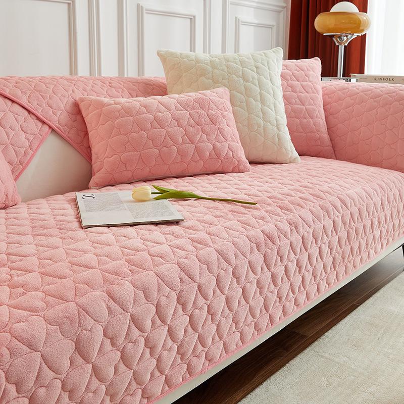 Thick Sofa Cushion Winter Milk Velvet Cushion Cover Towel Plush Sofa Cover Simple Non-Slip
